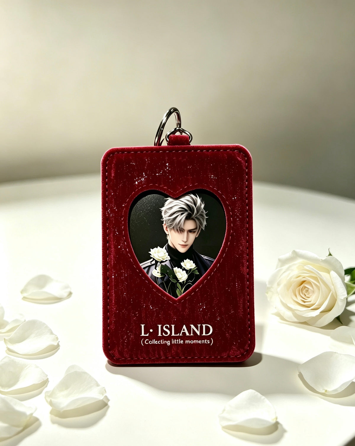 Heart Window Velvet Photo Card Holder Keychain — Artist Original Design | THE KOYI ART