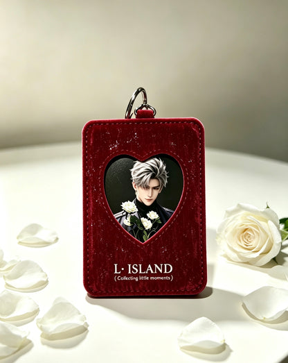 Heart Window Velvet Photo Card Holder Keychain — Artist Original Design | THE KOYI ART