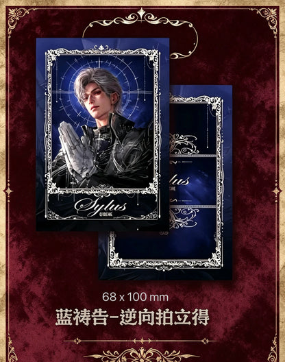 Blue Prayer Reverse Instax Card 68×100mm — Blue Crucifix series, Sylus cobalt blue, original artwork by THE KOYI ART