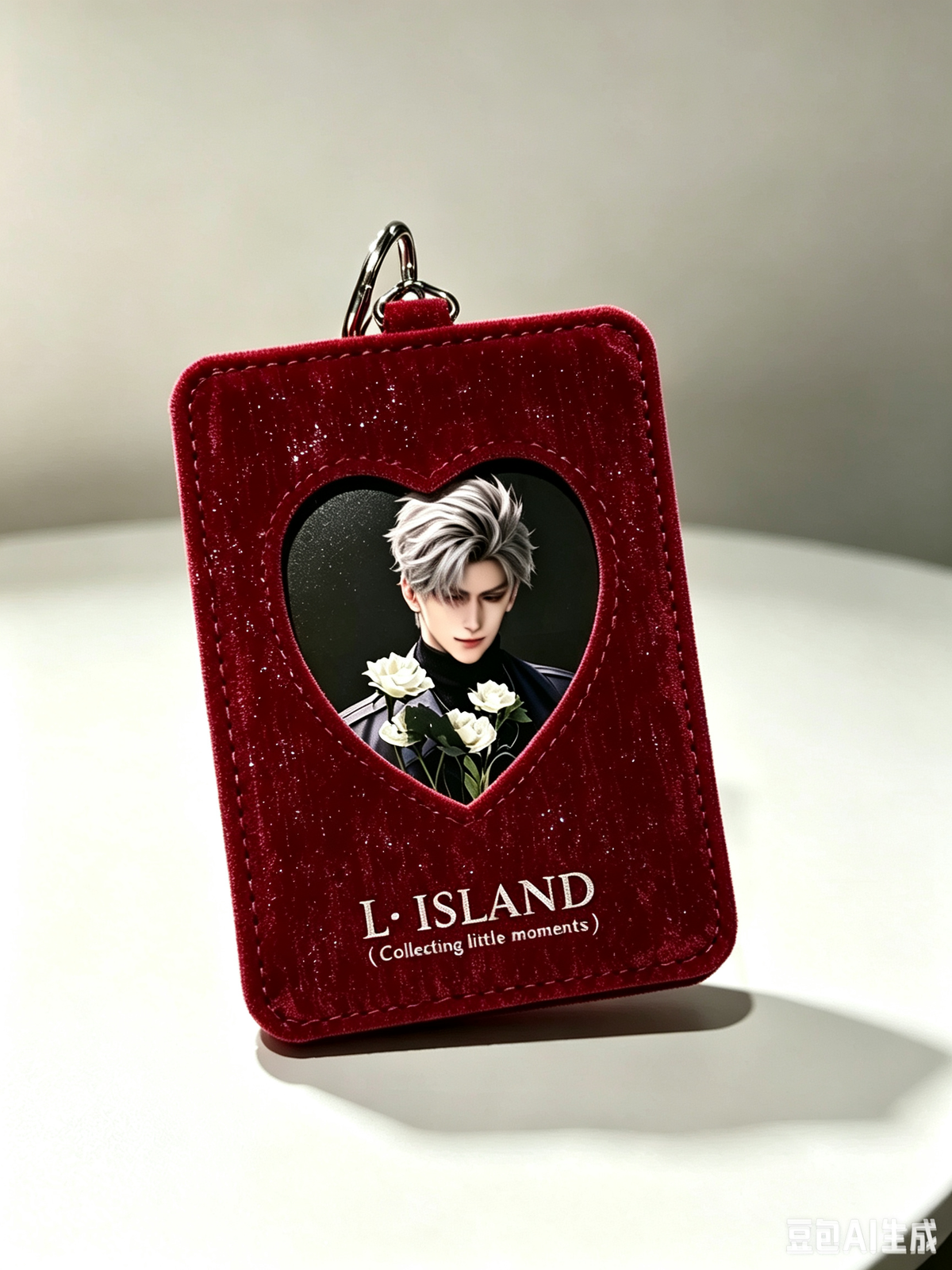Heart Window Velvet Photo Card Holder Keychain — Artist Original Design | THE KOYI ART