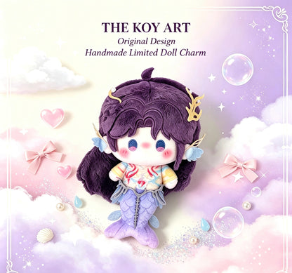 THE KOY ART Handcrafted Original Design Purple Mermaid Antler Crown Cotton Doll Charm 10cm