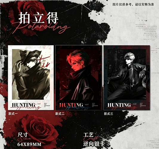 HUNTING Polaroid Card Set — 3 original artist designs, reverse silver foil