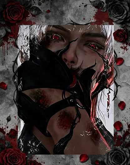Sylus Poster Style 2 — dark thorn close-up, crimson eye, original artwork by THE KOYI ART